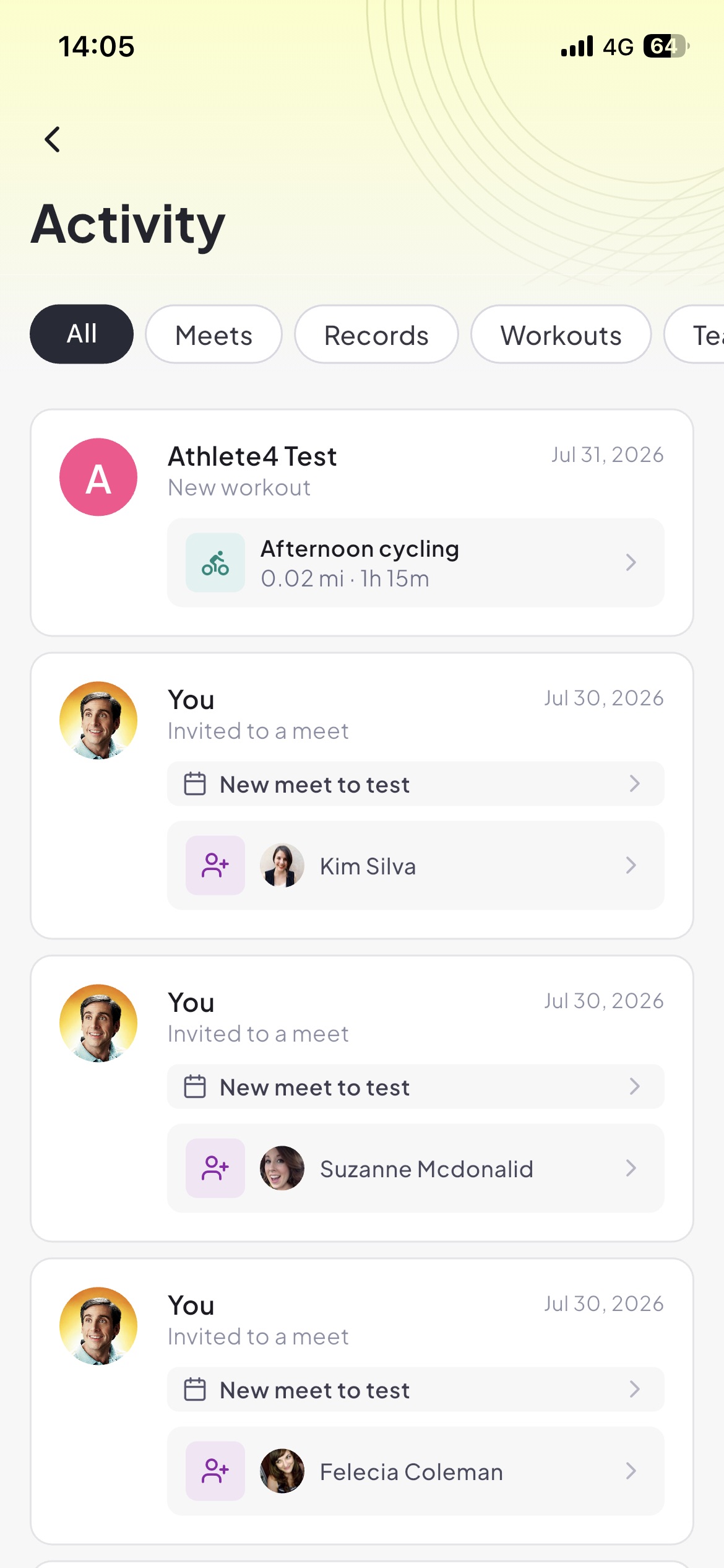 Runsmith mobile app showing the team activity feed